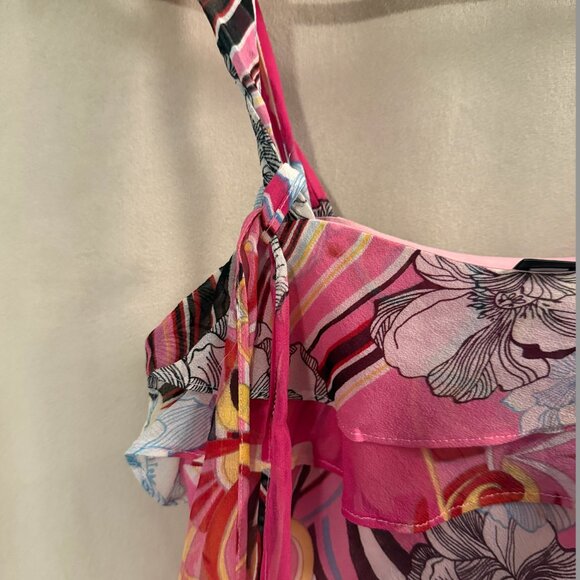 🌈 Y2K Express Sheer Swirl Print Ruffle Cami – Size 2 🌈 - Picture 4 of 7